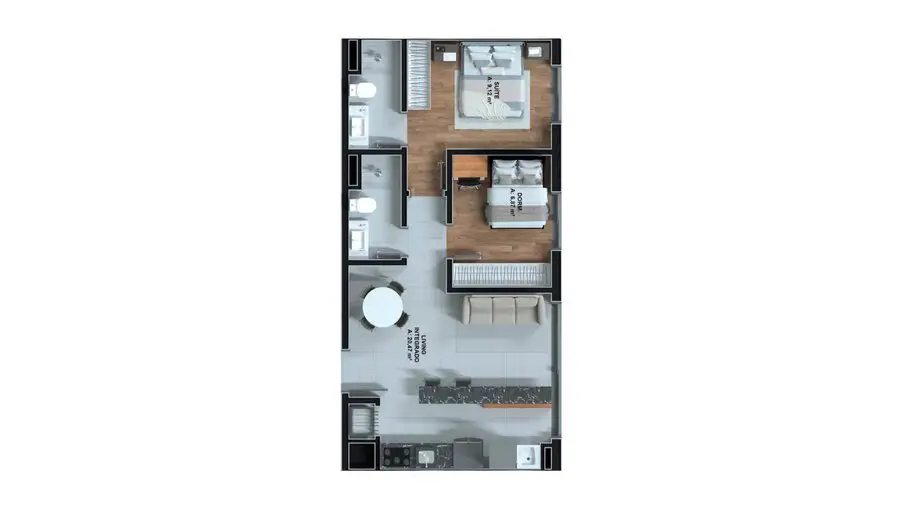 Planta 2 dormitórios — opção A