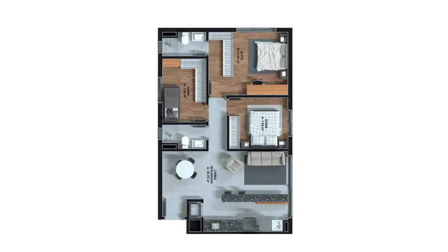 Planta 2 dormitórios — opção B