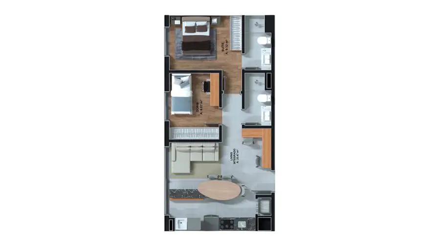 Planta 3 dormitórios — opção B